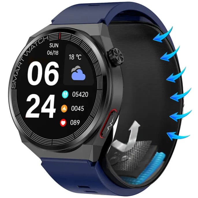 Precise unisex health watch with blood pressure measurement and app function, modern 1