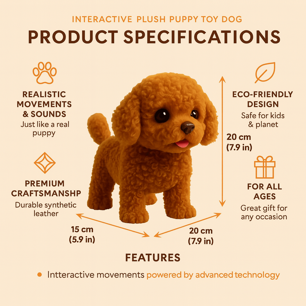Realistic plush dog for children, interactive, eco-friendly, playful 2